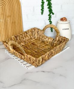 سبد حصیری مربعی دسته دار
